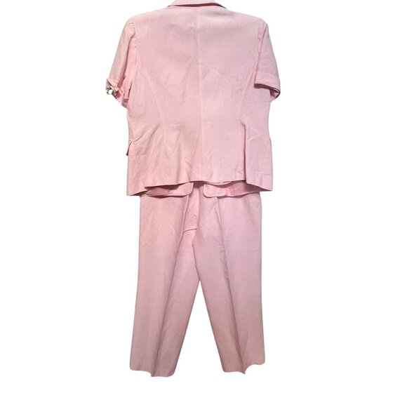 Laura Scott Tailored Pink Linen Blend 2-Piece Pant Suit Career Office 16P‎ READ - Picture 2 of 15
